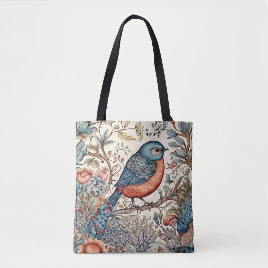 Vogel,  Scandinavisch stoffenontwerp Tote Bag (Voorkant)