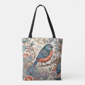 Vogel,  Scandinavisch stoffenontwerp Tote Bag (Achterkant)