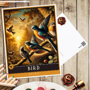Vogel   Schattige familie  Briefkaart