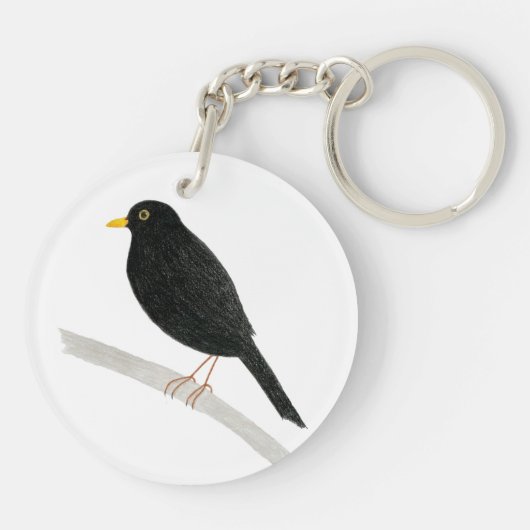 Vogel Schlüsselanhänger Amsel Sleutelhanger (Achterkant)