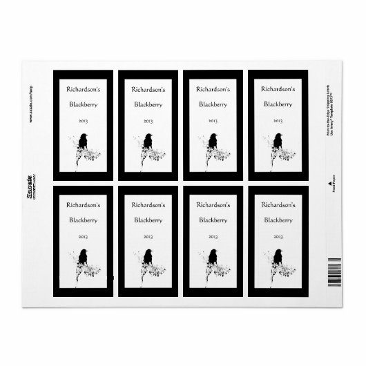 Vogel Silhouet Wijn Label (Full Sheet)