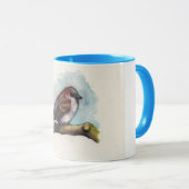 Vogel: Sparrow in Waterverf Mok (Voorkant rechts)