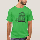 Vogel staren naar kat in vogelkooi 1 kleur Vector  T-shirt (Voorkant)