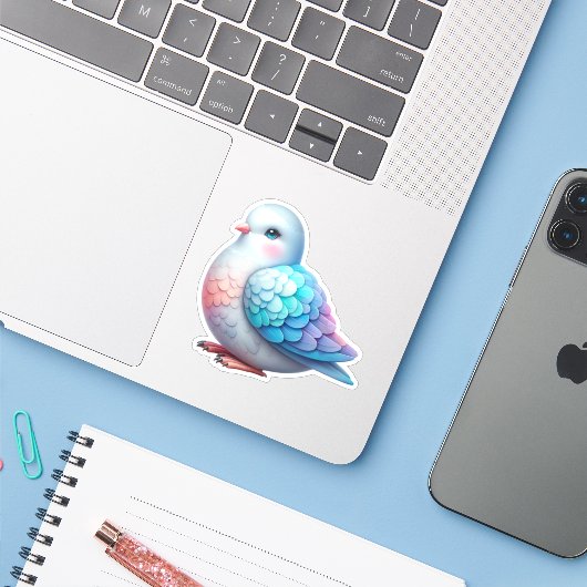 Vogel Sticker (Laptop met iPhone)