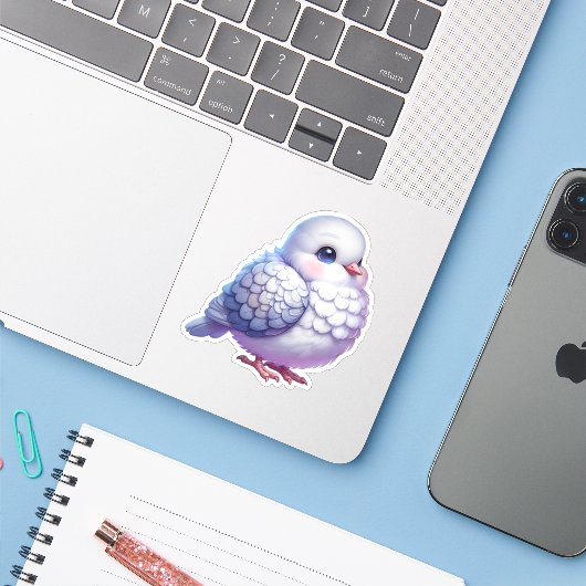 Vogel Sticker (Laptop met iPhone)