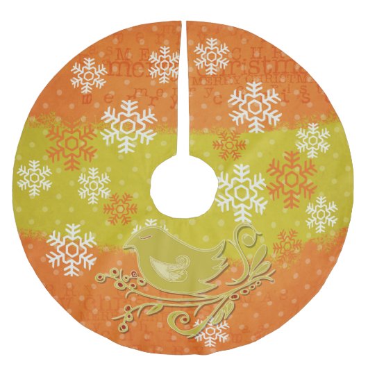 Vogel, Stippen en sneeuwvlokken Vakantieboomrok Kerstboom Rok (Voorkant)