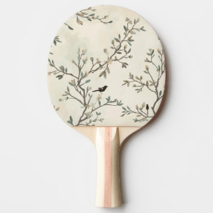 Vogel Tak Aquarel Beige Natuur Schilderij Tafeltennisbatje
