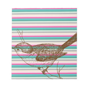 vogel tak dieren natuur kleurrijk patroon kunst notitieblok