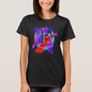 Vogel Tropisch Dier Retro Vaporwave Papegaai T-shirt