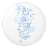 Vogel twee liefhebbers harten blauwe deurknop keramische knop