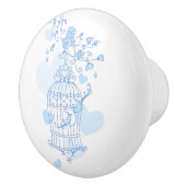 Vogel twee liefhebbers harten blauwe deurknop keramische knop (Rechts)