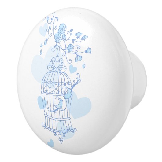 Vogel twee liefhebbers harten blauwe deurknop keramische knop