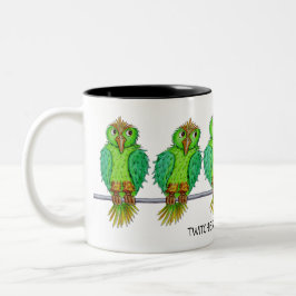 Vogel Twitcher Mok, Naam Kan Worden Toegevoegd Tweekleurige Koffiemok