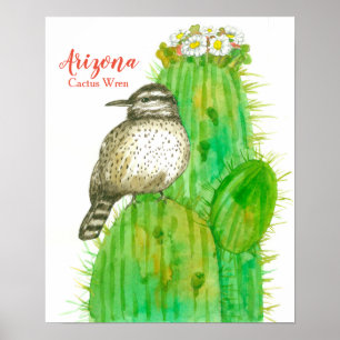 Vogel van Arizona Cactus Wren Poster