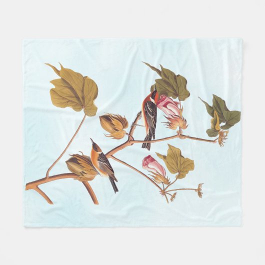 Vogel van Audubon Bay Breasted Warbler op Plant va Fleece Deken (Voorkant (Horizontaal))