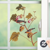 Vogel van Audubon Bay Breasted Warbler op Plant va Raamsticker (Huis)
