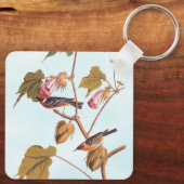 Vogel van Audubon Bay Breasted Warbler op Plant va Sleutelhanger (Achterkant)