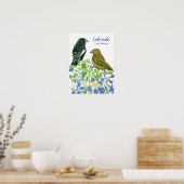 Vogel van Colorado Lark die wilde bloemen bundelt Poster (Keuken)
