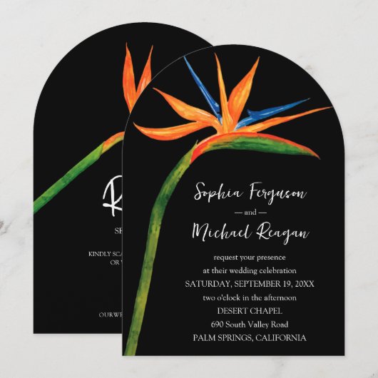 Vogel van de paradijse QR-code in één bruiloft Kaart (Voorkant / Achterkant)