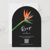 Vogel van de paradijse QR-code in één bruiloft Kaart (Achterkant)