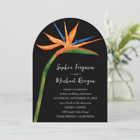 Vogel van de paradijse QR-code in één bruiloft Kaart (Staand voorkant)