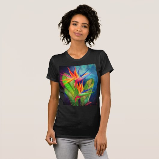 Vogel van de Paradise-bloem - gemanipuleerde kunst T-shirt (Voorkant volledig)