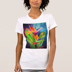 Vogel van de Paradise-bloem - gemanipuleerde verf  T-shirt