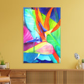 Vogel van de Paradise Strelitzia waterverf art. Canvas Afdruk (Insitu (Woonkamer))