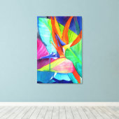 Vogel van de Paradise Strelitzia waterverf art. Canvas Afdruk (Insitu (Houten vloer))