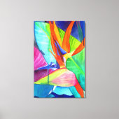 Vogel van de Paradise Strelitzia waterverf art. Canvas Afdruk (Voorkant)