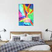 Vogel van de Paradise Strelitzia waterverf art. Canvas Afdruk (Insitu (Slaapkamer))