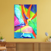 Vogel van de Paradise Strelitzia waterverf art. Canvas Afdruk (Insitu (Woonkamer))