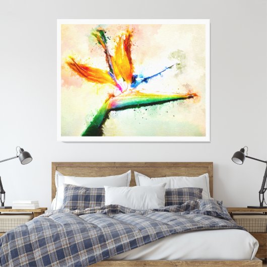 Vogel van de Paradise-Waterverf Canvas Afdruk (Insitu (Slaapkamer))