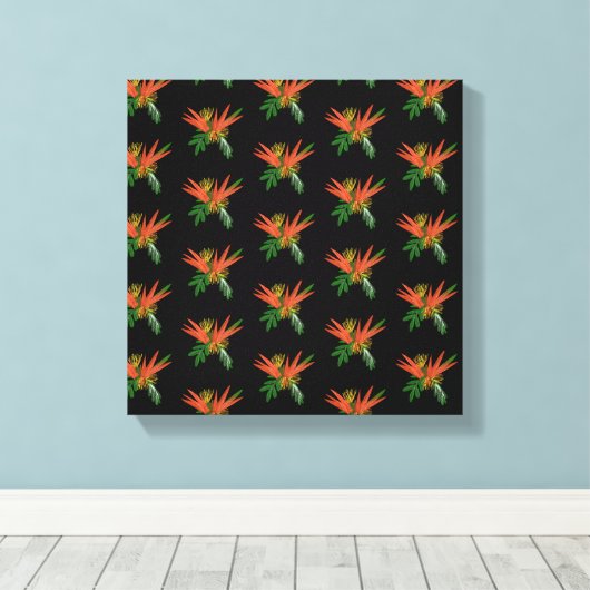 Vogel van de Paradise Waterverf Tropic Ink Wedding Canvas Afdruk (Insitu (Houten vloer))