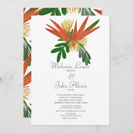 Vogel van de Paradise Waterverf Tropic Ink Wedding Kaart (Voorkant / Achterkant)
