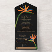 Vogel van de Paradise Waterverf Wedding All In One Uitnodiging (Binnen)
