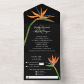 Vogel van de Paradise Waterverf Wedding All In One Uitnodiging (Binnen)