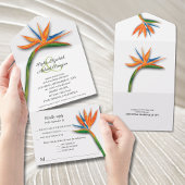 Vogel van de Paradise Waterverf Wedding All In One Uitnodiging