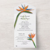 Vogel van de Paradise Waterverf Wedding All In One Uitnodiging (Binnen)