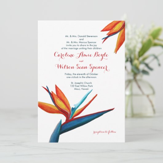 Vogel van de Paradise Waterverf Wedding Kaart (Staand voorkant)