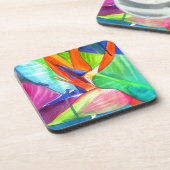 Vogel van de tropische kunst van Paradise Strelitz Bier Onderzetter (Linkerzijde)