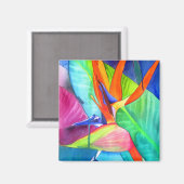 Vogel van de tropische kunst van Paradise Strelitz Magneet (Voorkant / Achterkant)