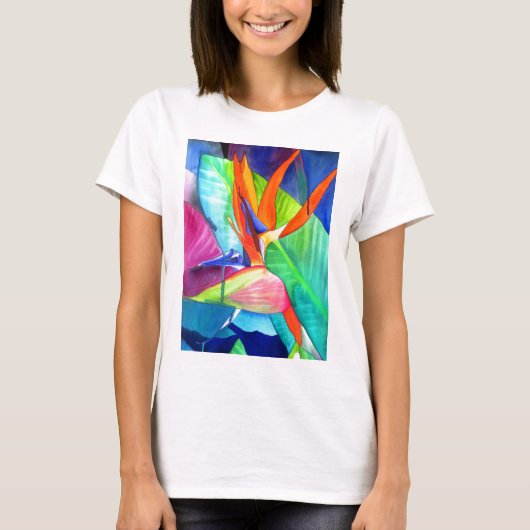 Vogel van de tropische kunst van Paradise Strelitz T-shirt (Voorkant)