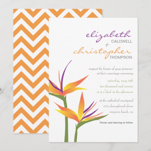 Vogel van de uitnodiging voor het huwelijk van Par (Voorkant / Achterkant)