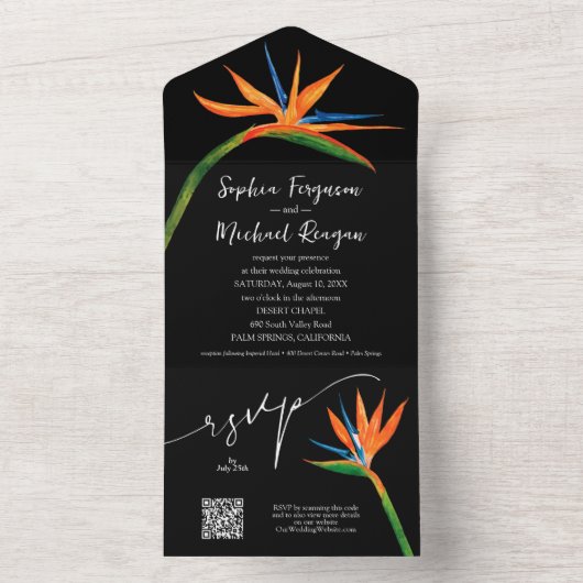 Vogel van het paradijs all in one uitnodiging (Binnen)