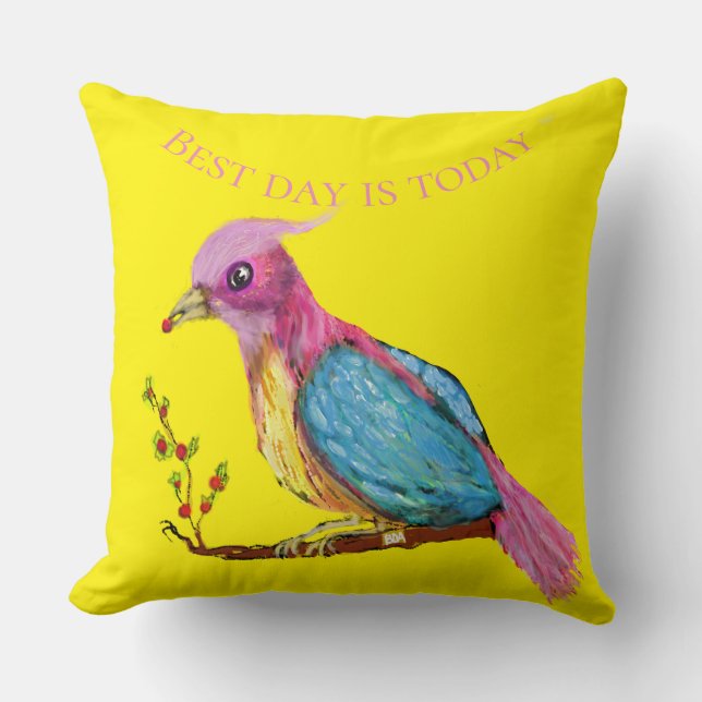 Vogel van het Paradijs | Beste dag is vandaag Sier Kussen (Voorkant)