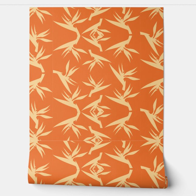 Vogel van het Paradijs Bloem Stof Print Behang (Afrollen)