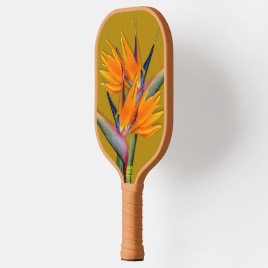 Vogel van het Paradijs Bloemen Naam Sinaasappel Pickleball Paddle (Links)