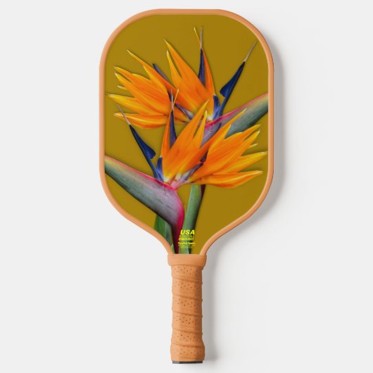 Vogel van het Paradijs Bloemen Naam Sinaasappel Pickleball Paddle (Voorkant)