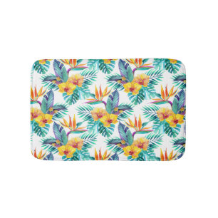 Vogel van het paradijs en het orchidee badmat